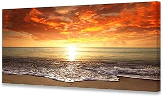 S0162 Canvas Prints Wall Art Sunset Ocean Beach Pictures Photo Paintings for Living