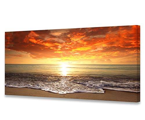 Baisuart S0162 Canvas Prints Wall Art Sunset Ocean Beach Pictures Photo Paintings for Living Room Bedroom Home Decorations Stretched and Framed Seascape Waves Landscape Giclee Artwork 30x60inch by Baisuart - Used condition - US$109.45