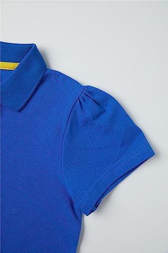 Image of Mud Kingdom Girls Short Sleeve Ruffle Pique Polo Uniform Top Stretch Lightweight
