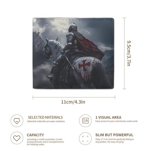 Knight Templar Bifold Wallet RFID Blocking Slim Credit Card Holder with with ID Window for Men Women3