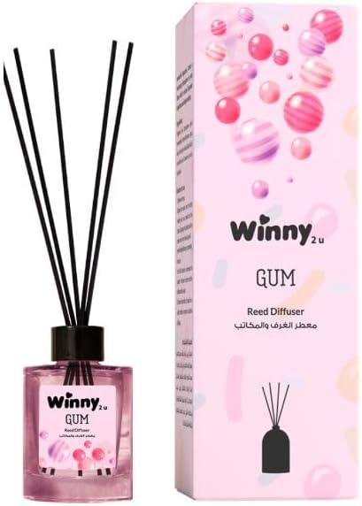 Reed Diffuser 130ml – Long-Lasting Home Fragrance Stick Diffuser with Scented Oil & Reeds – Room Diffuser for Living Room, Bedroom, Office & Bathroom (Gum)
