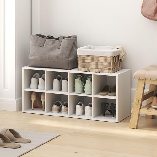 Meuble range-chaussures blanc à 8 cases empilable pour entrée - 2