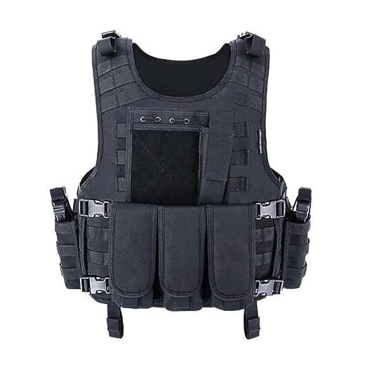 ACEXIER Gilet Airsoft Molle Tactique Porte Plaque Swat Pêche Chasse Paintball Militaire Armée Armure Police