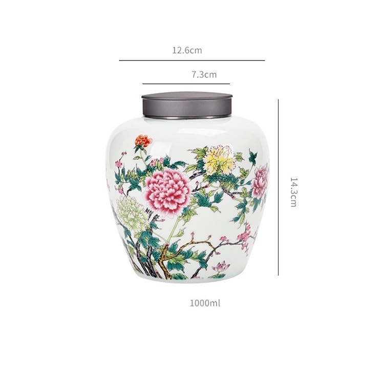 HLTYGWX Zestaw do herbaty Puszki z pokrywką Ceramiczne puszki na herbatę Zamknięte puszki Średnie puszki porcelanowe Puszki do przechowywania w gospodarstwie domowym Herbata Pu'er Czarna herbata