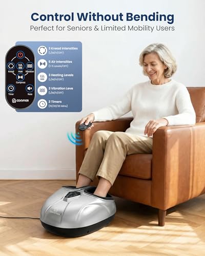Image of COMFIER 2026 Upgrade Shiatsu Foot Massager,Feet Massager for Neuropathy Plantar Fasciitis Relief,3 Kneading,3 Heat,3 Vibration & 5 Compression, Fit Up to 14,Relax for Home Office Use