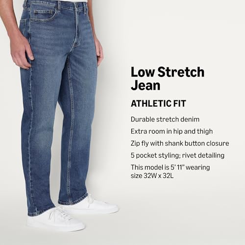 Image of Amazon Essentials Men's Athletic Fit Jeans with Extra Room in Hip and Thigh, Low Stretch Denim, 5 Pocket Styling