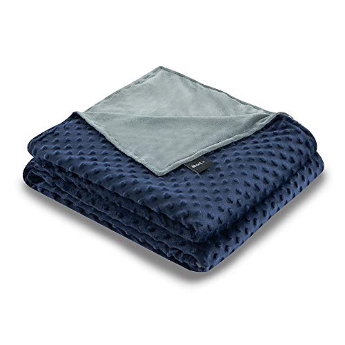 ZonLi 60''x80'' Grey/Navy Minky Dot Duvet Cover, Removable Duvet Cover for Weighted Blanket