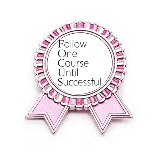Broche rose Follow Successful Citation en métal Art Déco style vintage taille M