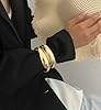 Chunky Gold Bangle Bracelets for Women, Dainty 14k Gold Plated Big Stackable Bangles Set, Trendy Statement Cuff Bracelet Stack Fashion Jewelry Gifts (2 Chunky bangles) #4