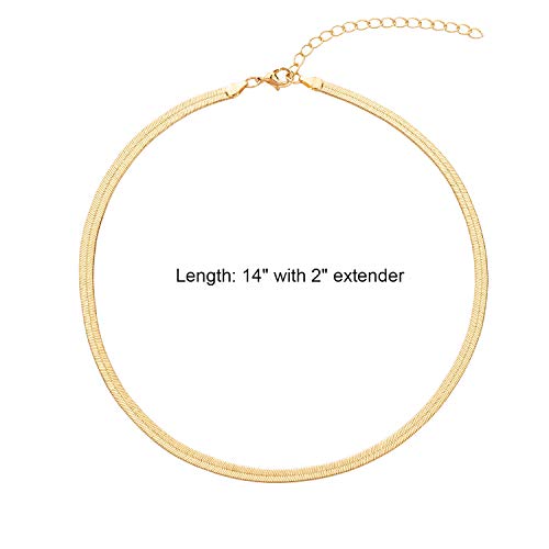Baublestar Link Layered Collar Necklace Gold Layering Paperclip Chain Herringbone Snake Choker Statement Fashion Jewelry For Women Girls #TOP4