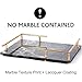 PuTwo Marble Tray for Perfume and Jewelry MDF Organizer with Metal Handle Decorative Catchall Trinket Dish for Dresser Bathroom Vanity Table Desktop