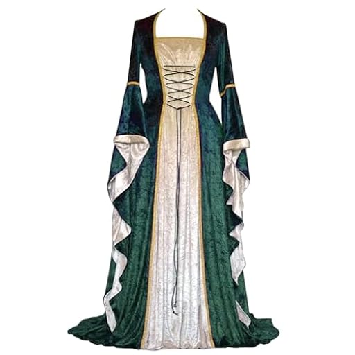 Feynman Vestido medieval para mujer con mangas trompeta, estilo medieval victoriano, vestido largo renacentista, gótico. Para carnaval, Halloween, fiestas de princesas, disfraz, Verde, S | Ya disponible en tu tienda friki favorita! En mundofriki.es!
