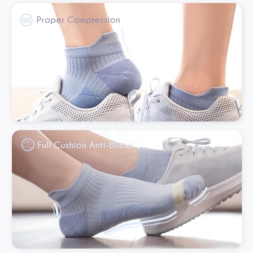 Image of BRISIRA Coolmax Bamboo Viscose Women Compression Running Ankle Socks No Show Athletic Wicking Thick Cushioned Arch Support