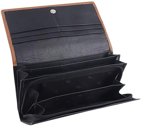 STARHIDE Women's RFID Blocking Wallet Soft Real Nappa Leather Long Flap Over Purse Multi Credit Card Holder Money Organiser 5505 (Black)