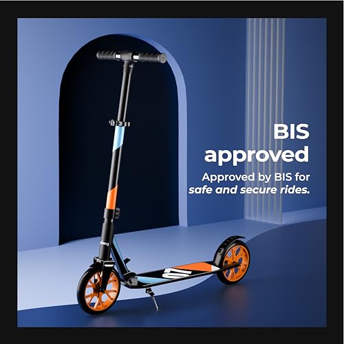 Image of Lifelong Kick Scooter | Scooter for Kids 6-12 Boys & Girls | Foldable Adjustable Height Kick Scooter | 100 Kg Capacity | Big Wheels | Rear Brake | Outdoor Ride Gift for Kids (Green & Orange)