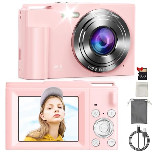 Digital Camera,Maxmango Autofocus UHD Kids Camera with 8G SD Card,2,4'' Screen with 16X Digital Zoom Anti Shake,Mini Compact Portable for Kids Teenagers Beginners