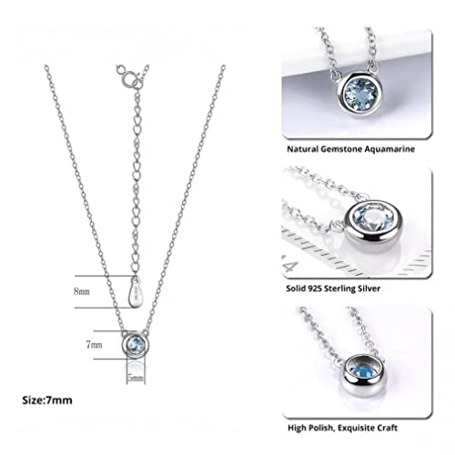 Collier Argent Aigue-Marine Fine Anti Ternissement Peau Sensible - 3