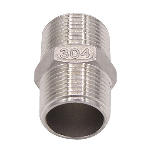 DERPIPE Hex Nipple 3/4 Inch Male NPT Stainless Steel 304 Threaded Pipe Fitting for Brew Kit, Home Piping Application, Compatible for DERNORD