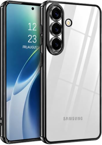 Image of VONZEE Clear Logo Electroplating Transparent Case for Samsung A57 5G, Magnetic Plating Electroplate TPU Cover, Individual Camera Protection for Each Lens - Black