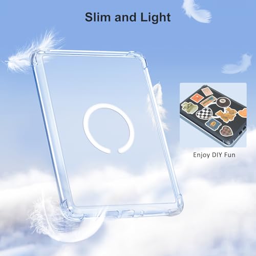 Image of CoBak 3 in 1 Magnetic Clear Case with Ring Grip & Anti-Glare Screen Protector for 7 inch Kindle Paperwhite 2024 (12th Gen) & Colorsoft, Compatible with iPhone MagSafe, for Belkin /Anker Wireless Charging.
