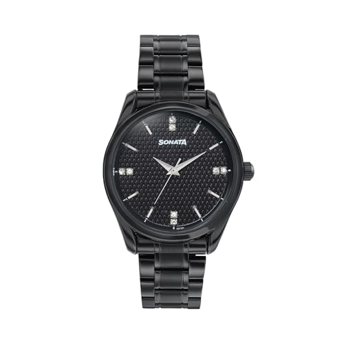 Image of Sonata Jashn with Quartz Analog Black Dial Black Strap Men's Wedding Watch - 77206NM01