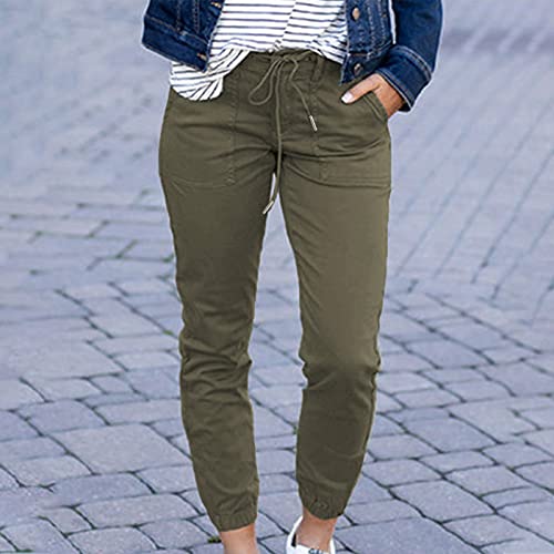 drawstring pants for women elastic high waist casual tapered pants cinch bottom athletic pants with pockets