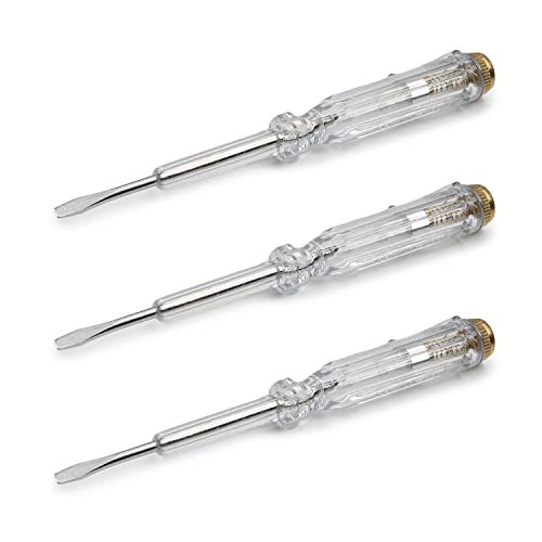 Fielect 3Pcs Tester Screwdriver, Voltage Detector Pen Light Circuit Tester Electric Test Pen Screwdriver AC/DC 100-500V