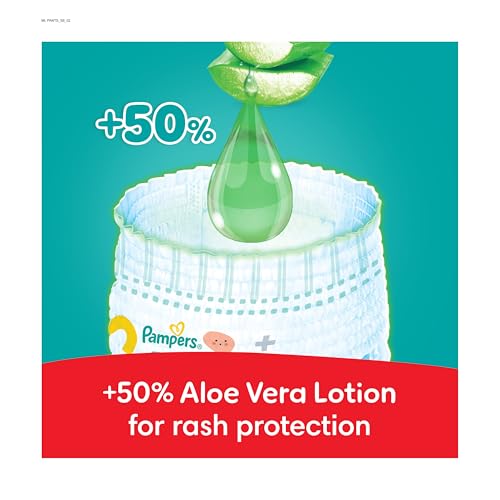 Pampers Rash Protection Pants Diapers, Size 6, 16+kg, +50% Aloe Vera Lotion, 360° Leak-Free Fit for up to 100% Leakage Protection, Giga Box, 168 Count