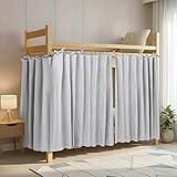 Calm&Cozy Blackout Curtain for Bottom Bunk – 1 Bunk Bed Curtain, Easy Tie-On, No-Drill, Fits Twin Loft & Dorm Beds, 100% Polyester, Canopy Cover, Privacy Curtain, Blackout Panel, Study Nook