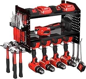 JUNNUJ Werkzeug-Organizer Mit Ladestation – 83,8 X 45,7 Cm, 8 Steckdosen – Inkl. Regalen, Haken & Korb