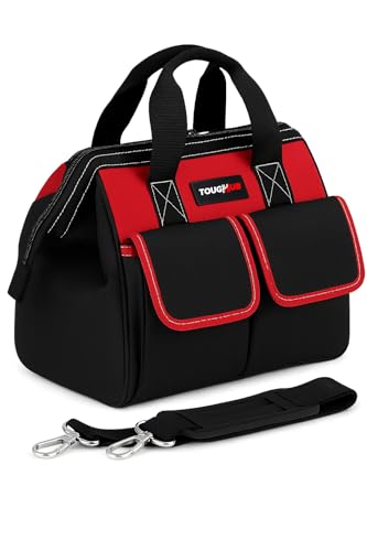 ToughHub 12 inch Tool Bag With 1680D Fabric– Heavy Duty small tools organisers – Multi Purpose wide open mouth 5 pockets – Electricians Tool bag for professionals