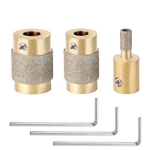 dmsphd Glass Grinder Bits 3 PCS Diamond Stained Glass Grinding Wheel Includes 1 3/4 1/4 Inch Diamond Glass Grinder Heads (MCB 1 1/4 3/4)