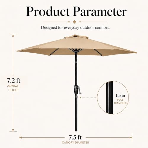 9ft Outdoor Patio Umbrella for Garden Lawn Deck Backyard Pool, Tan by SimpleLux - Used condition - Image 4