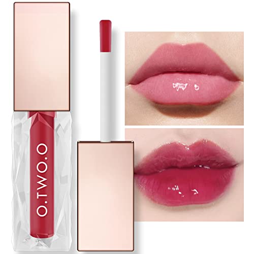 ZCMN Hydrating Lip Gloss Plumping Lip Oil Tinted Lip Balm Lip Care Transparent Toot Lip Oil, Long Lasting Nourishing Lip Glow Oil Non-sticky Big Brush Head Glitter Shine Primer Lip Tint