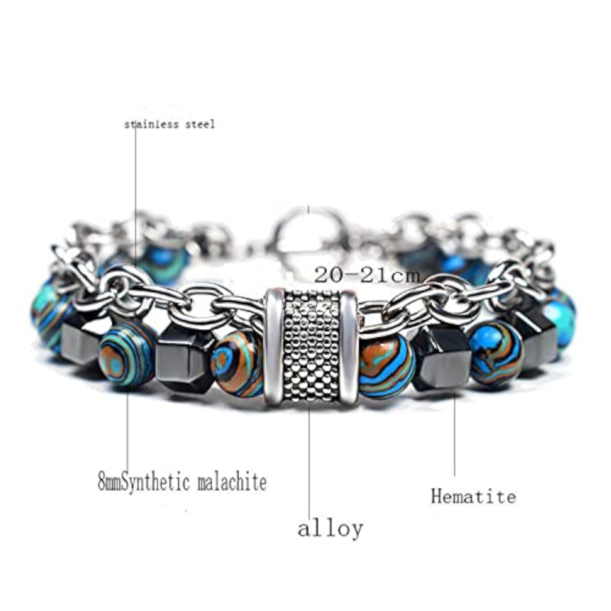 Stylish Boys Stainless Steel Beads Silver Chain Bracelet
