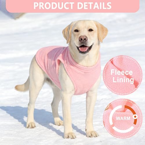 Image of 2 Pack XXXL Dog Sweater, Fleece Dog Sweaters for Large Dog Winter Warm Pet Sweater Thick Jacket Clothes Pullover Dog Sweatshirt Coat,XXXL (Pink,Light Pink, 37-49lbs)