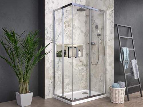 WITIT BOX DOCCIA ANGOLARE SCORREVOLE KARMEN ANTE IN VETRO CRISTALLO TRASPARENTE 6mm QUADRATO - RETTANGOLARE - SEMICIRCOLARE (70X70 cm Quadrato)