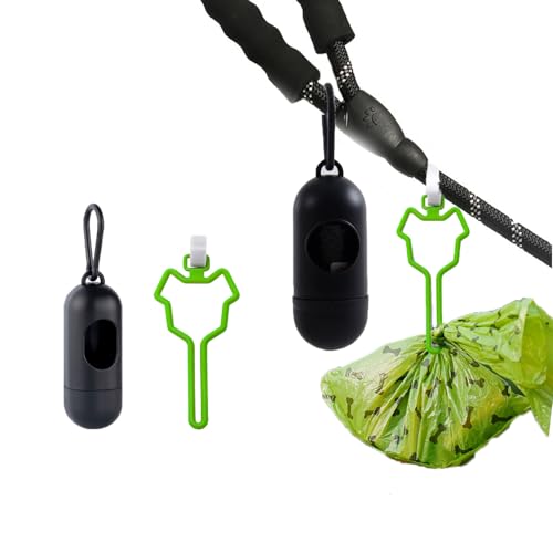 Image of 2 Set Dog Poop Bag Holder Dog Waste Bag Dispenser with Carabiner Clip Doggie Poop Bags Hands Free Hanging Carrier for Leash Belt Disposal Dog Poop Bags Rolls Pet Waste Pickups