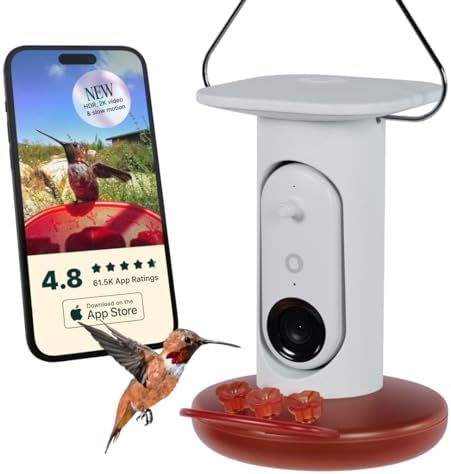 Birdbuddy Smart Non-Solar Pro Hummingbird Feeder with Camera - AI Bird Identification, 2K Video, 5MP Photos, Outdoor Hanging, Gift for Bird Watching