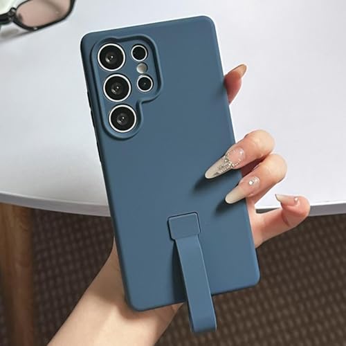 Coque Samsung S25 Plus en silicone liquide bleu marine avec protection camera
