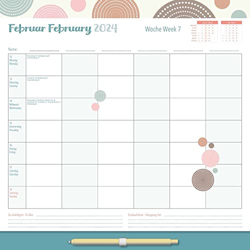 Familien Wochenkalender Dots 2024 - Familien-Timer - Termin-Planer - Kinder-Kalender - Familien-Kalender - 30,5x30,5