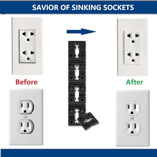 Image of 100pcs Outlet Spacers for Electrical Box, Electrical Outlet Spacers Shims Switch and Receptacle Spacer Socket Electrical Box Extender for Loose Outlet Electric Switch (Black)