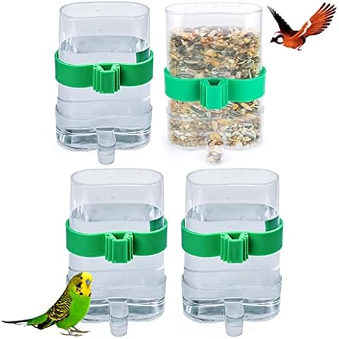 Water Feeders for Birds,Liwein 4 Pack Bird Water Dispenser Automatic Bird Feeder Food Dispenser Pet Feeder Water Cup for Parrots Budgie Cockatiel Cover