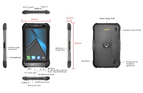 Breloom ST9-A7 wytrzymały tablet, 8-calowy tablet przemysłowy Android 13 MTK MT6789 z UHF RFID, 8 GB+256 GB, wodoodporność IP65, 7800 mAh, 4G LTE/WiFi 5/BT 5.0/NFC/GPS (z UHF (3-4 M))