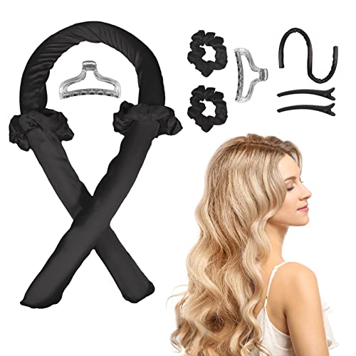 Heatless Curling Rod Headband,Ladies Heatless Curls with Hair Clips and Hair Rings,Sleep Heatless Hair Curler DIY Hairdressing Tool Kit,Soft Heatless Hair Curling Ribbon for Various Hair Types