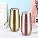 Fungun 6 Pack Stemless Champagne Flutes Wine Tumbler, 6 OZ Double-insulated Rose Gold Cocktail Cups Unbreakable Reusable Champagne Toasting Glasses with Lids (Rose Gold)