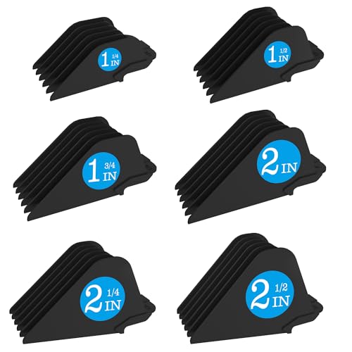 Clipper Guards for Wahl 10 12 14 16 18 20 Hair Clipper Guards 6pcs Extra Long Clipper Guard Attachments 2.5 Inch Clipper Guides Multiple Sizes Universal 2.5 2.25 2 1.75 1.5 1.25 (Black)