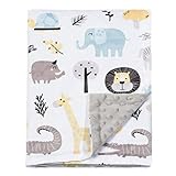 BORITAR Baby Blanket for Boys Girls Soft Minky with Double Layer Dotted Backing, Lovely Animals Printed 30 x 40 Inch Receiving Blanket