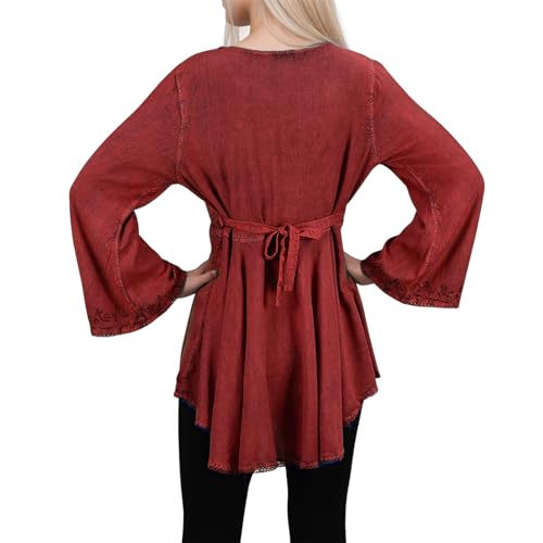 Agan Traders 2025 Summer Long Bell Sleeve Tops for Women - V Neck Asymmetrical Bohemian Blouses for Women2