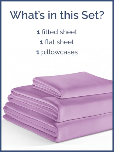 Image of Kids Twin XL Size Bed Sheet Set - 3 Piece Kids Loft Bed Sheets - Solid Violet Themed Bedding - Soft, Cute & Cozy - Breathable & Machine Washable - Bedding for Boys, Girls, Teens & Toddlers - Oeko-Tex